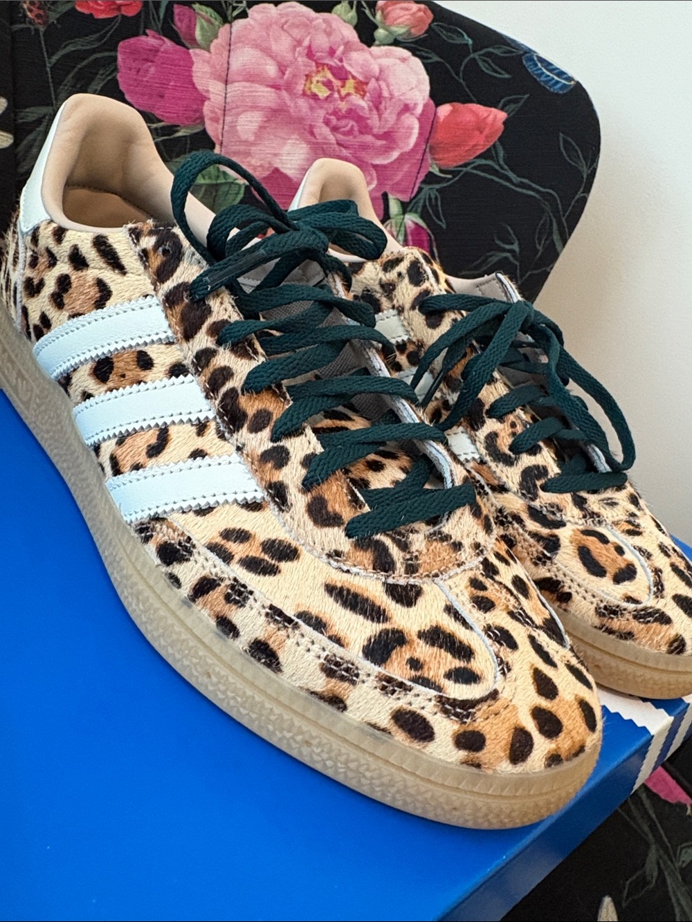adidas Leopard Print Campus Sneakers in Tan, Black & White - Picture 10 of 13